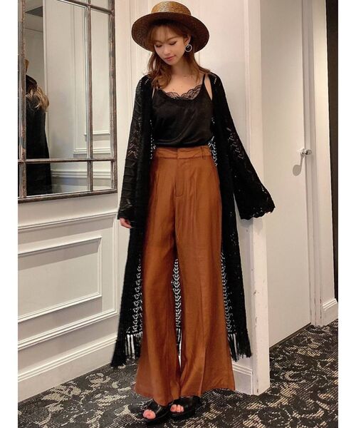 RESEXXY（リゼクシー）の「鈎針風ニットカーディガン（カーディガン/ボレロ・レディース・アイボリー/ブラック・FREE）」の4枚目の写真