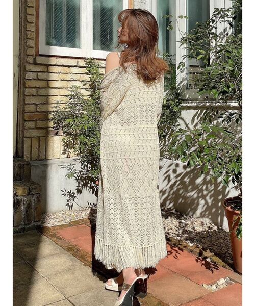 RESEXXY（リゼクシー）の「鈎針風ニットカーディガン（カーディガン/ボレロ・レディース・アイボリー/ブラック・FREE）」の11枚目の写真