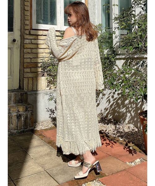 RESEXXY（リゼクシー）の「鈎針風ニットカーディガン（カーディガン/ボレロ・レディース・アイボリー/ブラック・FREE）」の12枚目の写真