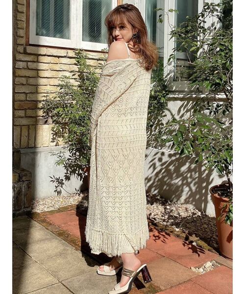 RESEXXY（リゼクシー）の「鈎針風ニットカーディガン（カーディガン/ボレロ・レディース・アイボリー/ブラック・FREE）」の13枚目の写真