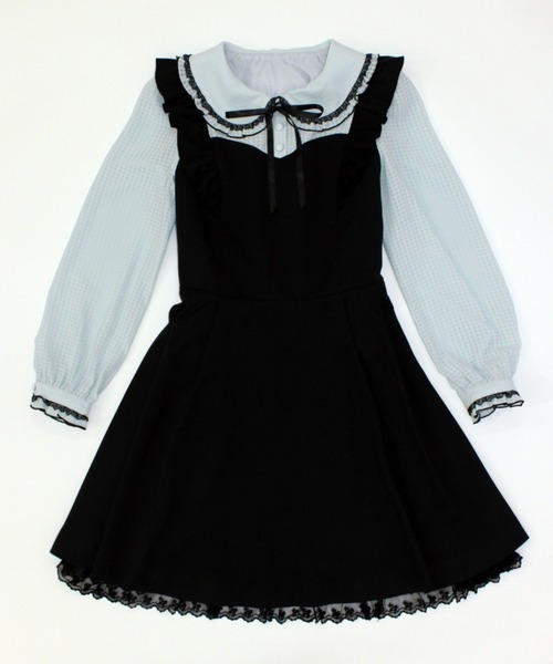 Secret ワンピース ドレスhoney シークレットハニー のファッション シアーチェックレイヤード風ワンピース ワンピース Secret