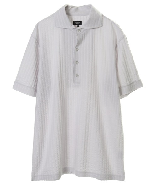 CROWDED CLOSET（クラウデッドクローゼット）の「ニットサッカーシャツ（ポロシャツ・メンズ・ホワイト/ネイビー/グレー・2/4/3）」の4枚目の写真