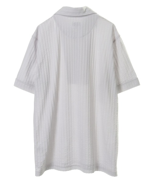 CROWDED CLOSET（クラウデッドクローゼット）の「ニットサッカーシャツ（ポロシャツ・メンズ・ホワイト/ネイビー/グレー・2/4/3）」の5枚目の写真