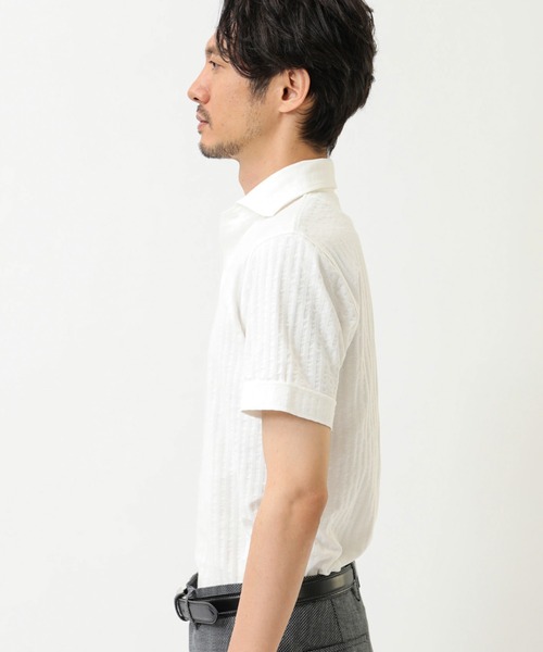 CROWDED CLOSET（クラウデッドクローゼット）の「ニットサッカーシャツ（ポロシャツ・メンズ・ホワイト/ネイビー/グレー・2/4/3）」の8枚目の写真