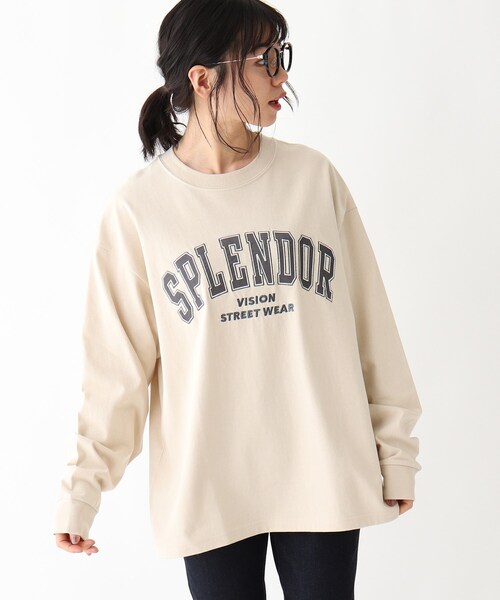 VISION STREET WEAR（ヴィジョンストリートウェア）の「◆VISION STREET WEAR ヴィジョンストリートウェア 別注カレッジTシャツ（Tシャツ/カットソー・レディース・ベージュ/アイボリー/ブラック・99）」の3枚目の写真