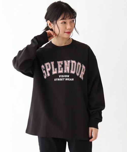 VISION STREET WEAR（ヴィジョンストリートウェア）の「◆VISION STREET WEAR ヴィジョンストリートウェア 別注カレッジTシャツ（Tシャツ/カットソー・レディース・ベージュ/アイボリー/ブラック・99）」の2枚目の写真