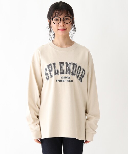 VISION STREET WEAR（ヴィジョンストリートウェア）の「◆VISION STREET WEAR ヴィジョンストリートウェア 別注カレッジTシャツ（Tシャツ/カットソー・レディース・ベージュ/アイボリー/ブラック・99）」の9枚目の写真