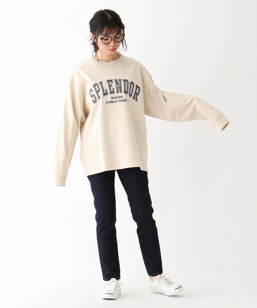 VISION STREET WEAR（ヴィジョンストリートウェア）の「◆VISION STREET WEAR ヴィジョンストリートウェア 別注カレッジTシャツ（Tシャツ/カットソー・レディース・ベージュ/アイボリー/ブラック・99）」の12枚目の写真