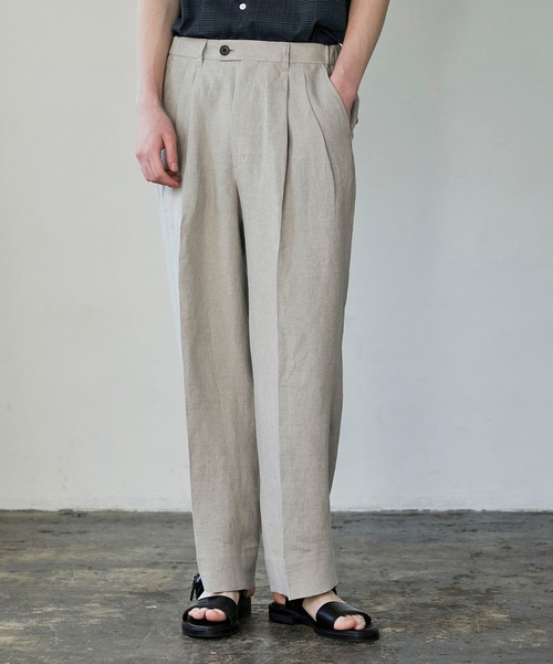 UNITED TOKYO（ユナイテッドトウキョウ）の「リネンワイドスラックス（スラックス・メンズ・マルチ/ベージュ/ブラック・1/2/3）」の3枚目の写真