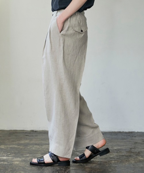 UNITED TOKYO（ユナイテッドトウキョウ）の「リネンワイドスラックス（スラックス・メンズ・マルチ/ベージュ/ブラック・1/2/3）」の19枚目の写真