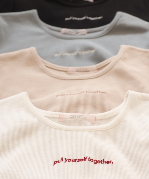 one after another NICE CLAUP（ワンアフターアナザーナイスクラップ）の「ロゴ刺繍テレコTシャツ（Tシャツ/カットソー・レディース・オフホワイト/ブラック/ベージュ/ミント・FREE）」の19枚目の写真
