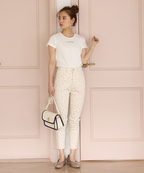 one after another NICE CLAUP（ワンアフターアナザーナイスクラップ）の「ロゴ刺繍テレコTシャツ（Tシャツ/カットソー・レディース・オフホワイト/ブラック/ベージュ/ミント・FREE）」の13枚目の写真