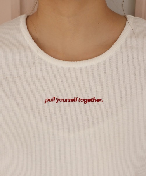 one after another NICE CLAUP（ワンアフターアナザーナイスクラップ）の「ロゴ刺繍テレコTシャツ（Tシャツ/カットソー・レディース・オフホワイト/ブラック/ベージュ/ミント・FREE）」の9枚目の写真