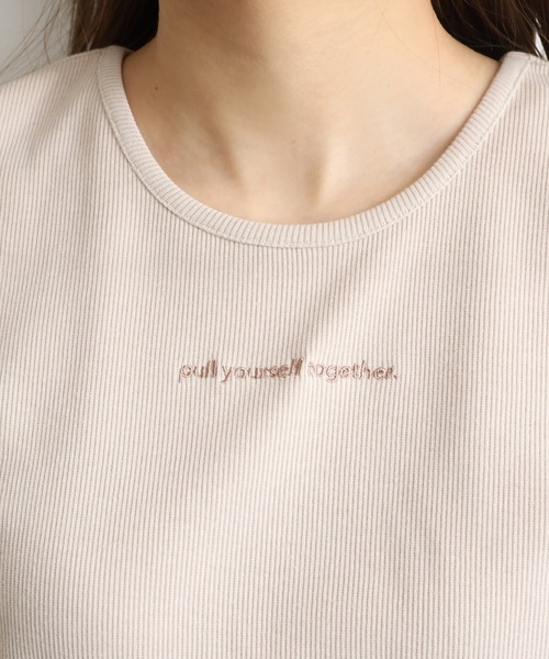 one after another NICE CLAUP（ワンアフターアナザーナイスクラップ）の「ロゴ刺繍テレコTシャツ（Tシャツ/カットソー・レディース・オフホワイト/ブラック/ベージュ/ミント・FREE）」の11枚目の写真