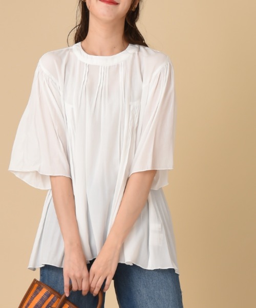 INTERPLANET（インタープラネット）の「レーヨンブロードピンタックブラウス（シャツ/ブラウス・レディース・オレンジ/ブラック/グリーン/アイボリー・FREE）」の2枚目の写真