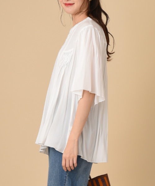 INTERPLANET（インタープラネット）の「レーヨンブロードピンタックブラウス（シャツ/ブラウス・レディース・オレンジ/ブラック/グリーン/アイボリー・FREE）」の8枚目の写真