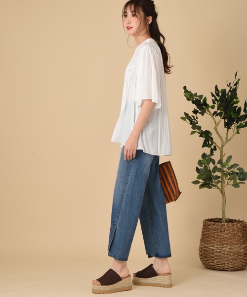 INTERPLANET（インタープラネット）の「レーヨンブロードピンタックブラウス（シャツ/ブラウス・レディース・オレンジ/ブラック/グリーン/アイボリー・FREE）」の11枚目の写真