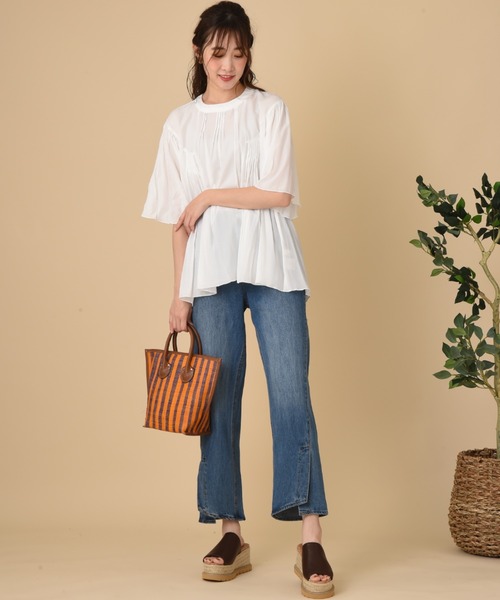 INTERPLANET（インタープラネット）の「レーヨンブロードピンタックブラウス（シャツ/ブラウス・レディース・オレンジ/ブラック/グリーン/アイボリー・FREE）」の10枚目の写真