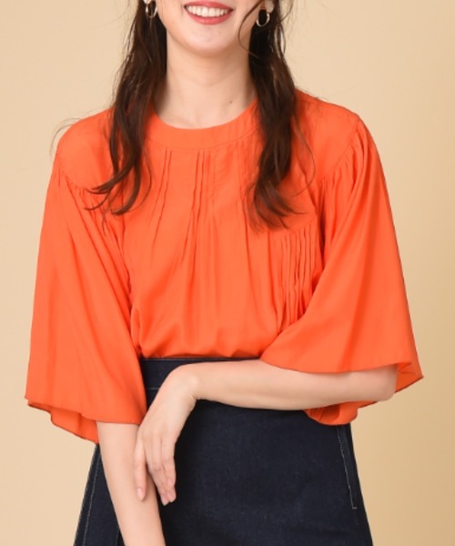 INTERPLANET（インタープラネット）の「レーヨンブロードピンタックブラウス（シャツ/ブラウス・レディース・オレンジ/ブラック/グリーン/アイボリー・FREE）」の13枚目の写真