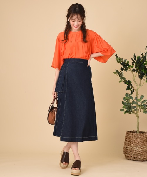 INTERPLANET（インタープラネット）の「レーヨンブロードピンタックブラウス（シャツ/ブラウス・レディース・オレンジ/ブラック/グリーン/アイボリー・FREE）」の14枚目の写真