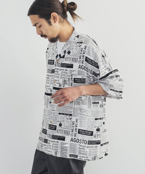 Rocky Monroe(ロッキーモンロー)の「レーヨン ビッグシルエット アロハシャツ 総柄 オープンカラーシャツ(シャツ/ブラウス・メンズ・ホワイト/ブラック/ベージュ/ブルー/その他/その他1/ホワイト系/ホワイト系1/ブラック系/ブラック系1/ブラック系2/ベージュ系/ブルー系・M/L)」の5枚目の写真