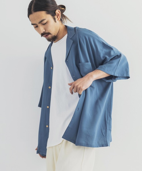 Rocky Monroe(ロッキーモンロー)の「レーヨン ビッグシルエット アロハシャツ 総柄 オープンカラーシャツ(シャツ/ブラウス・メンズ・ホワイト/ブラック/ベージュ/ブルー/その他/その他1/ホワイト系/ホワイト系1/ブラック系/ブラック系1/ブラック系2/ベージュ系/ブルー系・M/L)」の10枚目の写真