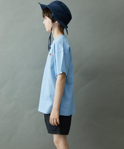 &yam(アンドヤム)の「USAコットンフェイドカラー オーバーサイズポケット付き半袖Tシャツ(Tシャツ/カットソー・キッズ・ベージュ/ブルー/ピンク/ホワイト/イエロー/ブラック・130-140cm/110-120cm/140-150cm/150-160cm/120-130cm)」の11枚目の写真