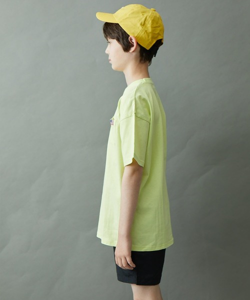 &yam(アンドヤム)の「USAコットンフェイドカラー オーバーサイズポケット付き半袖Tシャツ(Tシャツ/カットソー・キッズ・ベージュ/ブルー/ピンク/ホワイト/イエロー/ブラック・130-140cm/110-120cm/140-150cm/150-160cm/120-130cm)」の13枚目の写真