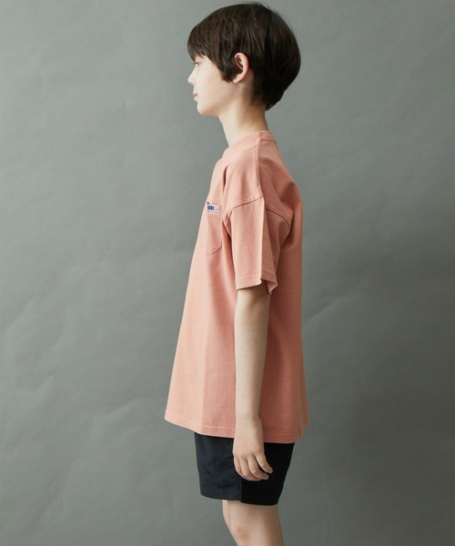 &yam(アンドヤム)の「USAコットンフェイドカラー オーバーサイズポケット付き半袖Tシャツ(Tシャツ/カットソー・キッズ・ベージュ/ブルー/ピンク/ホワイト/イエロー/ブラック・130-140cm/110-120cm/140-150cm/150-160cm/120-130cm)」の16枚目の写真