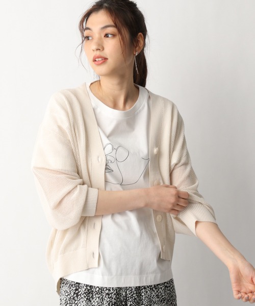 GLOBAL WORK（グローバルワーク）の「洗えるドライメッシュカーデ/939903（カーディガン/ボレロ・レディース・オフホワイト/ダークブラウン/ブラック・MEDIUM/LARGE）」の17枚目の写真