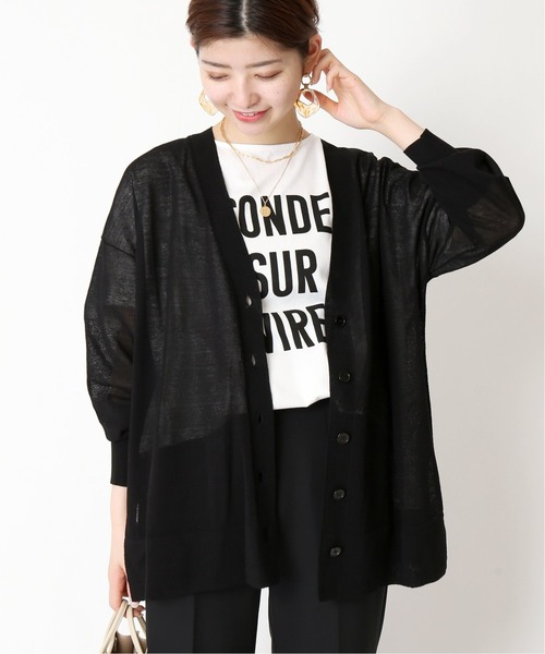 Simplicite（サンプリシテ）の「シアーVネックカーディガン◆（カーディガン/ボレロ・レディース・ブラック/イエロー/オレンジ・FREE）」の2枚目の写真