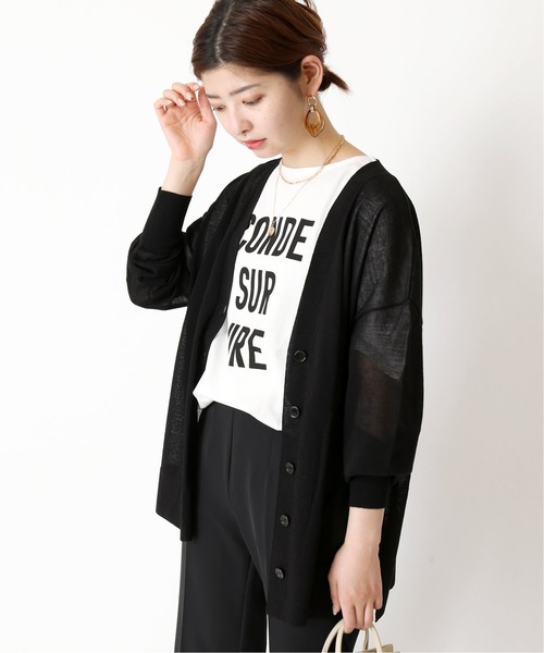 Simplicite（サンプリシテ）の「シアーVネックカーディガン◆（カーディガン/ボレロ・レディース・ブラック/イエロー/オレンジ・FREE）」の4枚目の写真