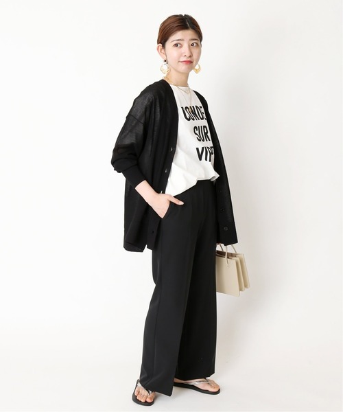 Simplicite（サンプリシテ）の「シアーVネックカーディガン◆（カーディガン/ボレロ・レディース・ブラック/イエロー/オレンジ・FREE）」の5枚目の写真