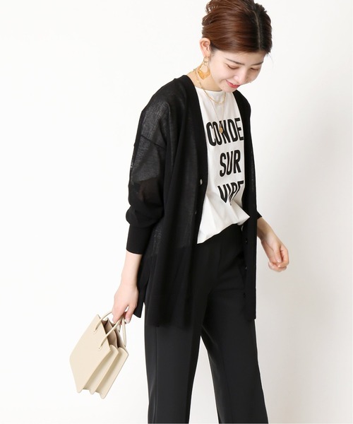 Simplicite（サンプリシテ）の「シアーVネックカーディガン◆（カーディガン/ボレロ・レディース・ブラック/イエロー/オレンジ・FREE）」の7枚目の写真