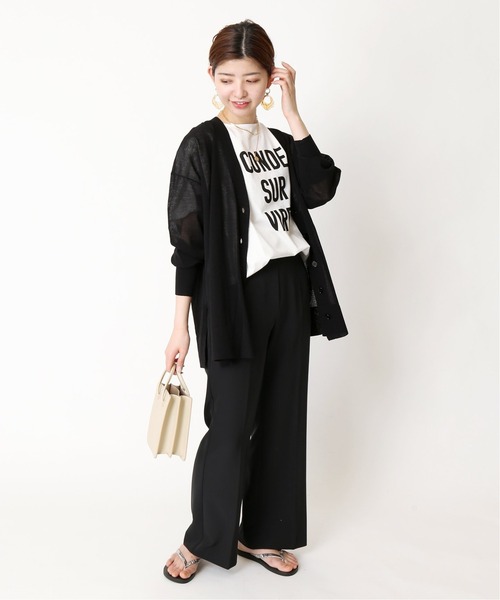 Simplicite（サンプリシテ）の「シアーVネックカーディガン◆（カーディガン/ボレロ・レディース・ブラック/イエロー/オレンジ・FREE）」の8枚目の写真