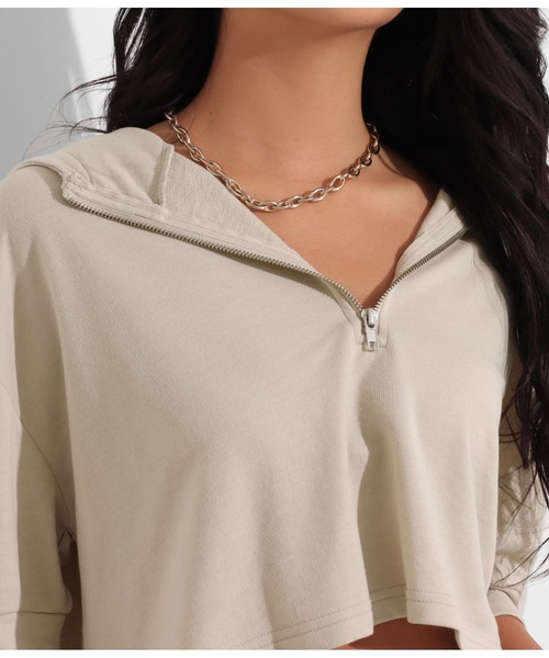 LATINA(ラティーナ)の「フーディートップス×センタープレスセットアップ(パーカー・レディース・グレイッシュベージュ/ブラック・FREE)」の14枚目の写真