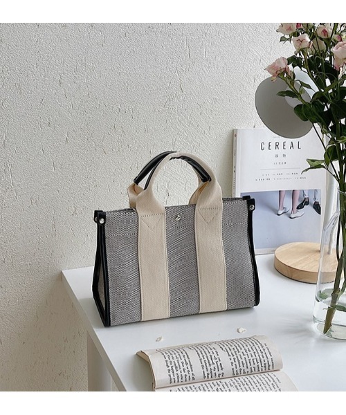 LAC-VERT（ラック・ヴェール）の「2WAYキャンバストート（トートバッグ・レディース・ブラック/ホワイト・FREE）」の12枚目の写真