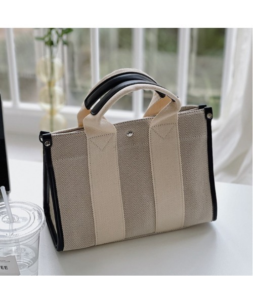 LAC-VERT（ラック・ヴェール）の「2WAYキャンバストート（トートバッグ・レディース・ブラック/ホワイト・FREE）」の7枚目の写真