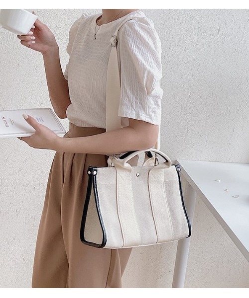 LAC-VERT（ラック・ヴェール）の「2WAYキャンバストート（トートバッグ・レディース・ブラック/ホワイト・FREE）」の19枚目の写真