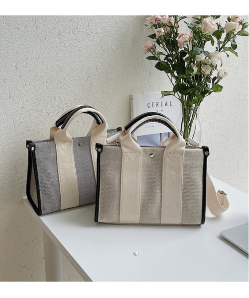 LAC-VERT（ラック・ヴェール）の「2WAYキャンバストート（トートバッグ・レディース・ブラック/ホワイト・FREE）」の13枚目の写真