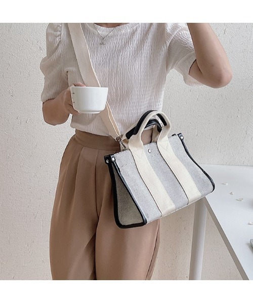 LAC-VERT（ラック・ヴェール）の「2WAYキャンバストート（トートバッグ・レディース・ブラック/ホワイト・FREE）」の8枚目の写真