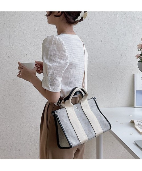 LAC-VERT（ラック・ヴェール）の「2WAYキャンバストート（トートバッグ・レディース・ブラック/ホワイト・FREE）」の5枚目の写真