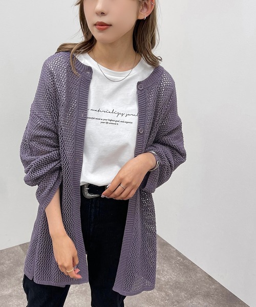 apres jour mignon（アプレジュールミニョン）の「2WAYメッシュカーディガン【ZOZOTOWN限定アイテム】【6PO】（カーディガン/ボレロ・レディース・オフホワイト/イエロー/グリーン/パープル/ブラック/アイボリー・フリー/X-LARGE）」の6枚目の写真