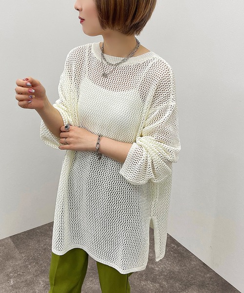 apres jour mignon（アプレジュールミニョン）の「2WAYメッシュカーディガン【ZOZOTOWN限定アイテム】【6PO】（カーディガン/ボレロ・レディース・オフホワイト/イエロー/グリーン/パープル/ブラック/アイボリー・フリー/X-LARGE）」の7枚目の写真