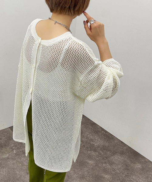 apres jour mignon（アプレジュールミニョン）の「2WAYメッシュカーディガン【ZOZOTOWN限定アイテム】【6PO】（カーディガン/ボレロ・レディース・オフホワイト/イエロー/グリーン/パープル/ブラック/アイボリー・フリー/X-LARGE）」の12枚目の写真