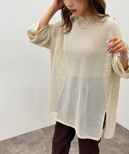 apres jour mignon（アプレジュールミニョン）の「2WAYメッシュカーディガン【ZOZOTOWN限定アイテム】【6PO】（カーディガン/ボレロ・レディース・オフホワイト/イエロー/グリーン/パープル/ブラック/アイボリー・フリー/X-LARGE）」の16枚目の写真