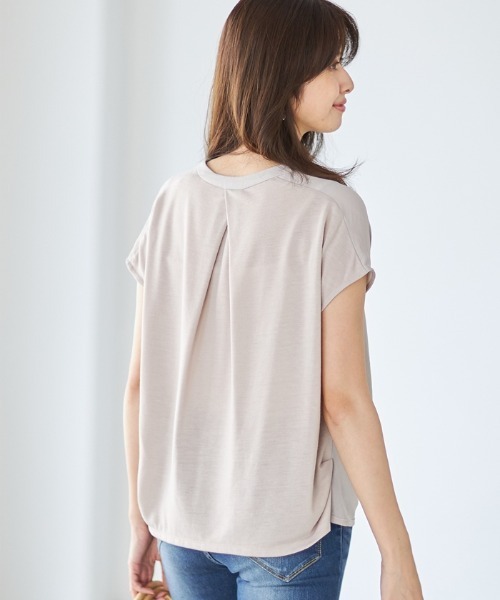 Cookie Chocolate（クッキーチョコレート）の「スキッパーネックカットソー（シャツ/ブラウス・レディース・オフホワイト/グレイッシュベージュ・M）」の10枚目の写真