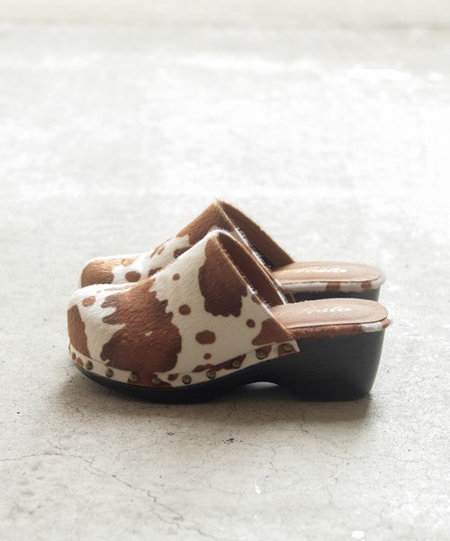 SESTO(セスト)の「ウッド調厚底ソールのサボスリッパサンダル(スリッポン・レディース・ブラック/アイボリー/ベージュ系その他・LL/S/M/L)」の3枚目の写真