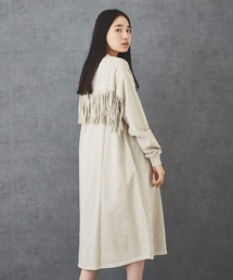 TOBILA（トビラ）の「ミニ裏毛ピグメント染めフリンジアメフトワンピ―ス（ワンピース）」
