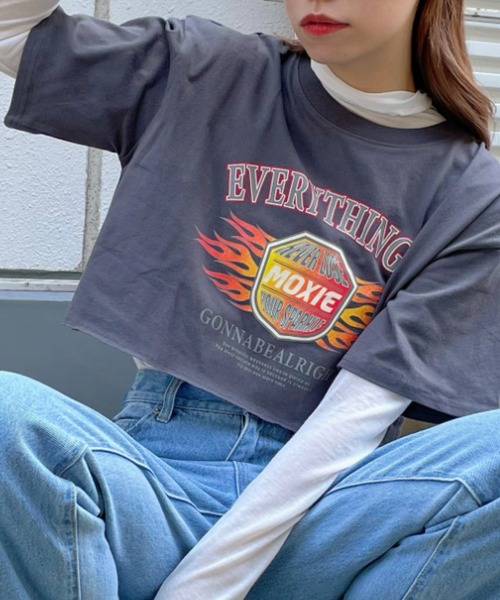 WEGO(ウィゴー)の「WEGO/グラフィックショートTシャツ(Tシャツ/カットソー・レディース・スミクロ/ダークグリーン/その他1/ワイン/ホワイト/ネイビー/オートミール・SMALL/MEDIUM)」の7枚目の写真